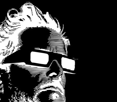 Schwarz-Weiß-Porträt mit 3D-Brille