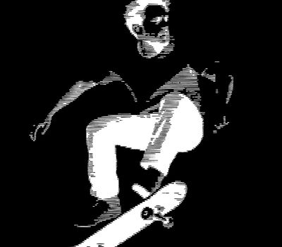 Schwarz-Weiß-Motiv mit Skateboard